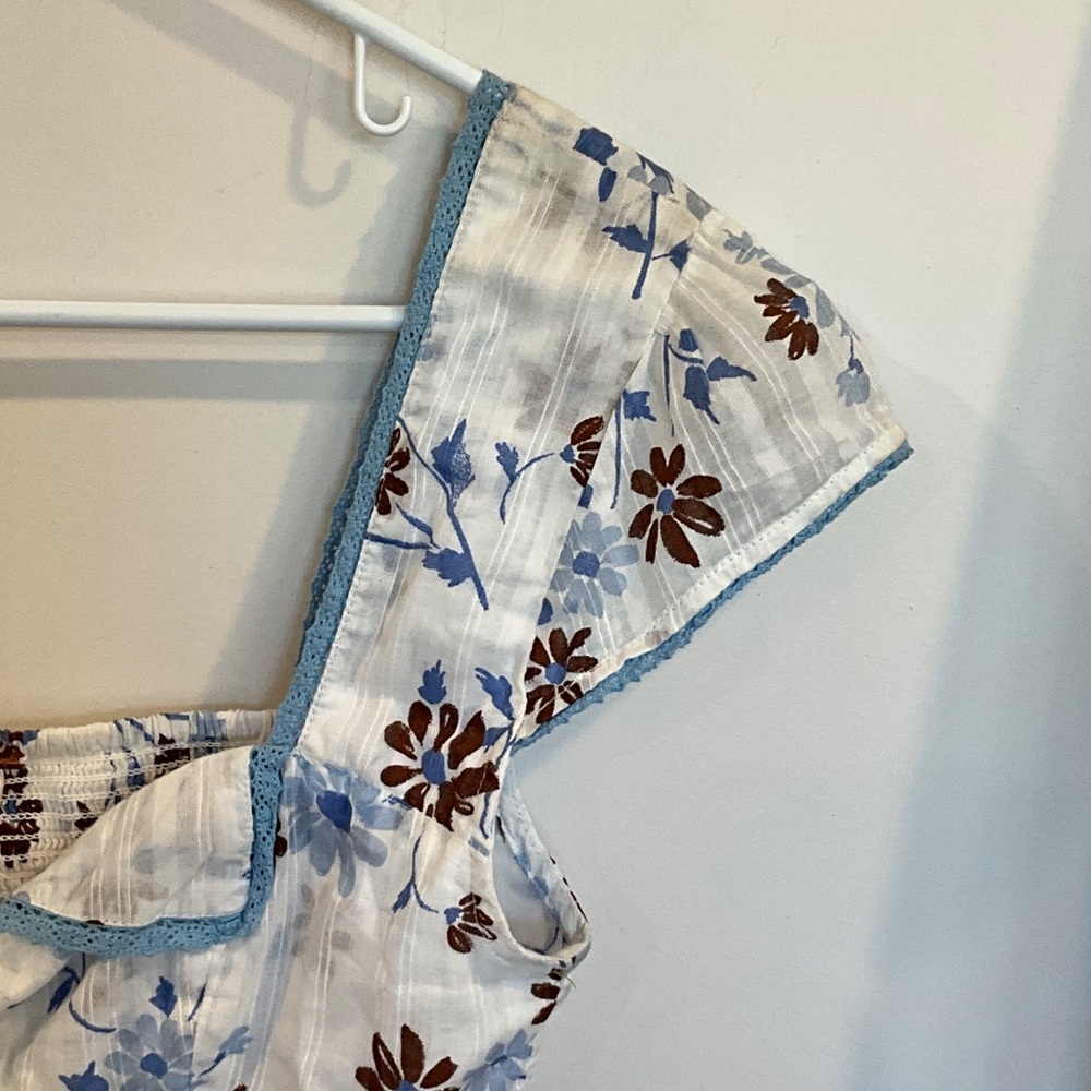 FP Movement by Free People Floral White and Blue Blouse - Picture 3 of 10